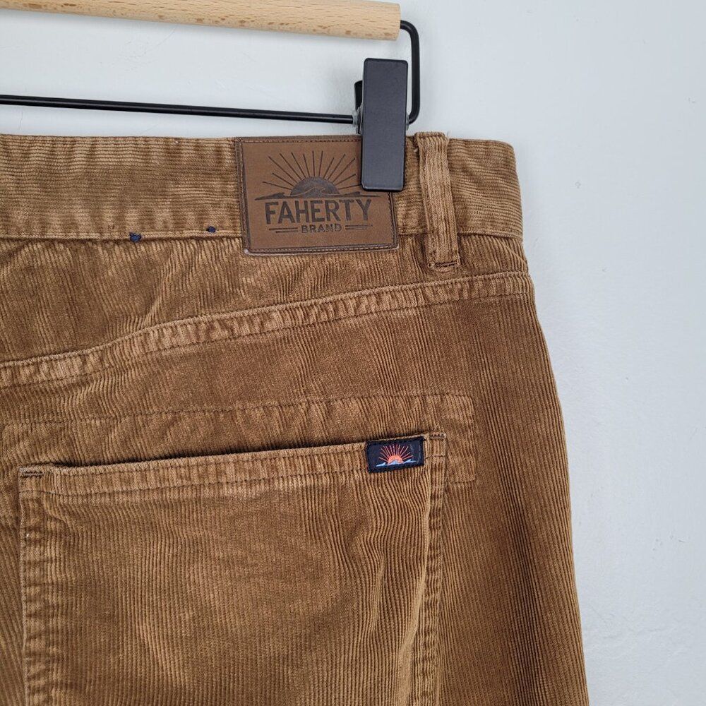 Faherty Size 32x31 Stretch Corduroy 5 pocket Pants In Timber Brown - Picture 6 of 16